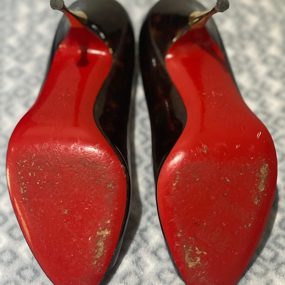 Christian Louboutin Tortoise Peep Toe Pumps - Picture 3 of 4